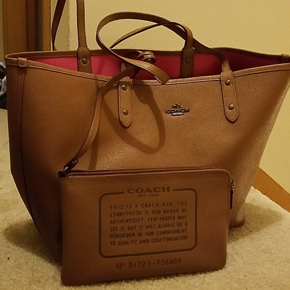 Coach reversible canvas tote